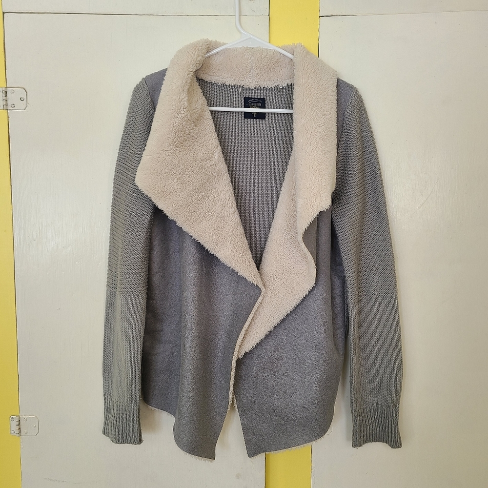 Cavalini Faux Suede & Fur Large Gray Open Jacket
